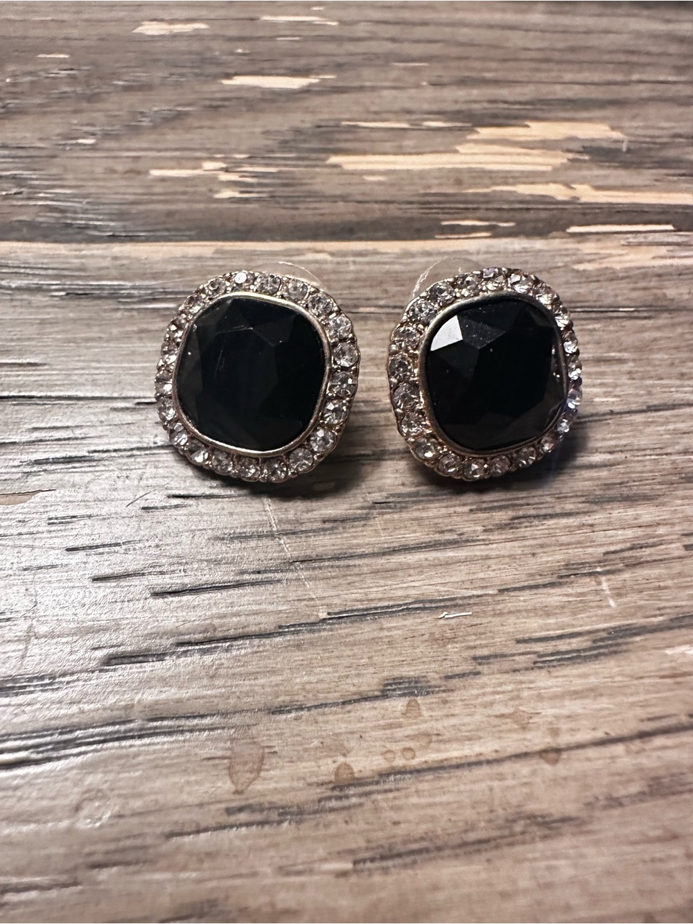 Classic Black Crystal Halo Stud Earrings - Women Jewelry